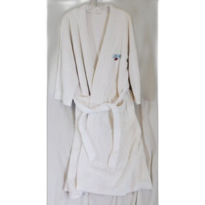 UAB Terry Cloth White Belted Robe with Pockets One size